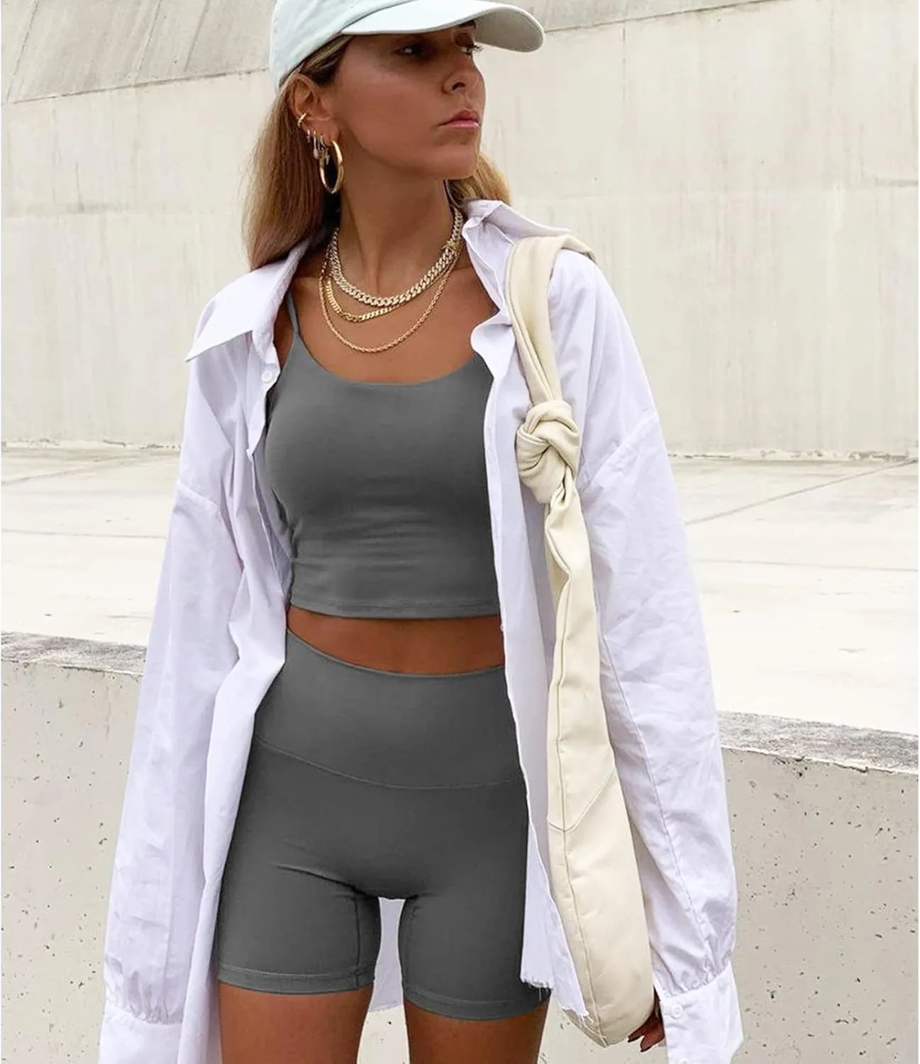 NEW YOUNG Biker Shorts with Pockets for Women High Waisted Tummy Control-5/8 Womens Bike Shorts for Workout Yoga