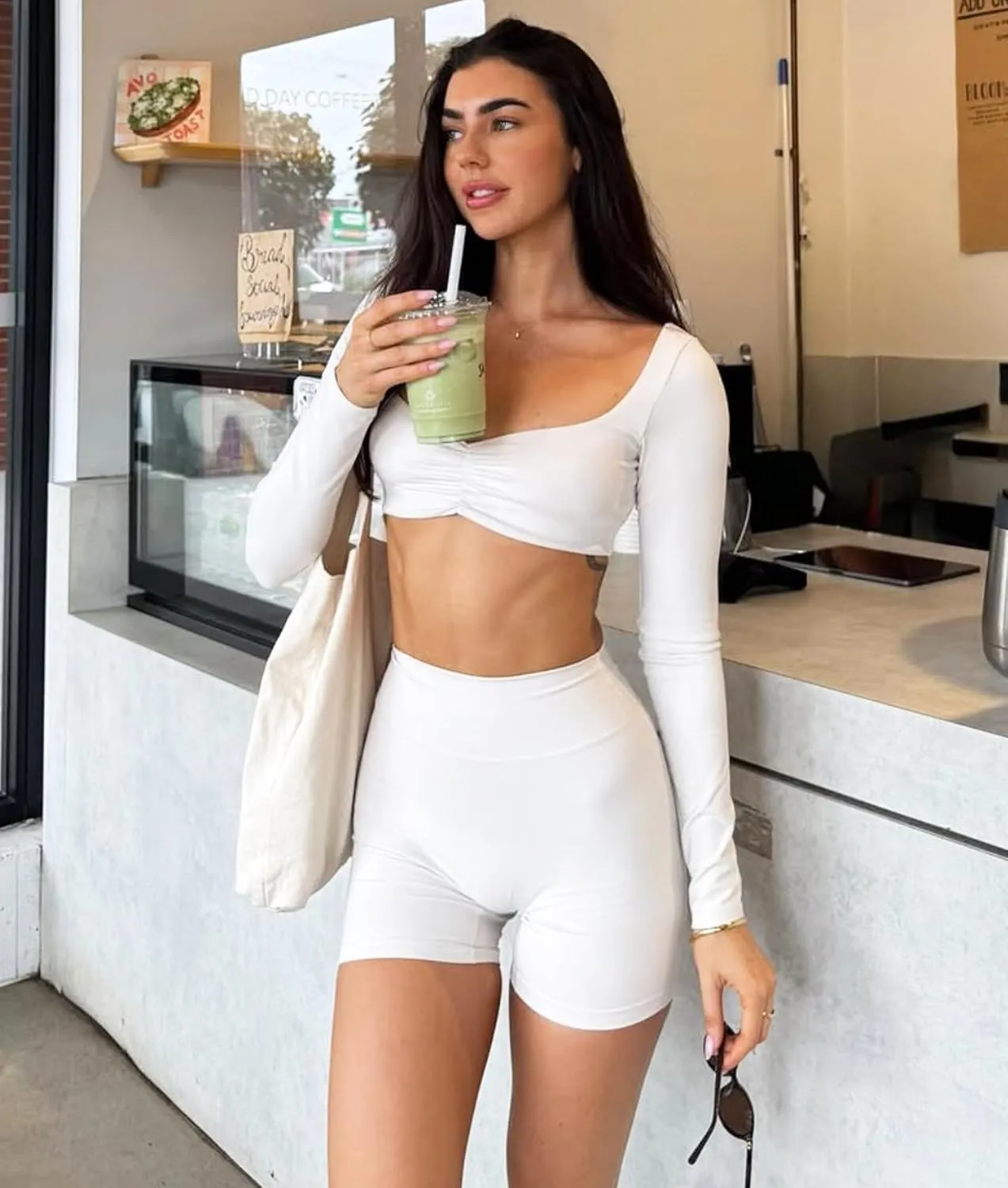 NEW YOUNG Biker Shorts with Pockets for Women High Waisted Tummy Control-5/8 Womens Bike Shorts for Workout Yoga