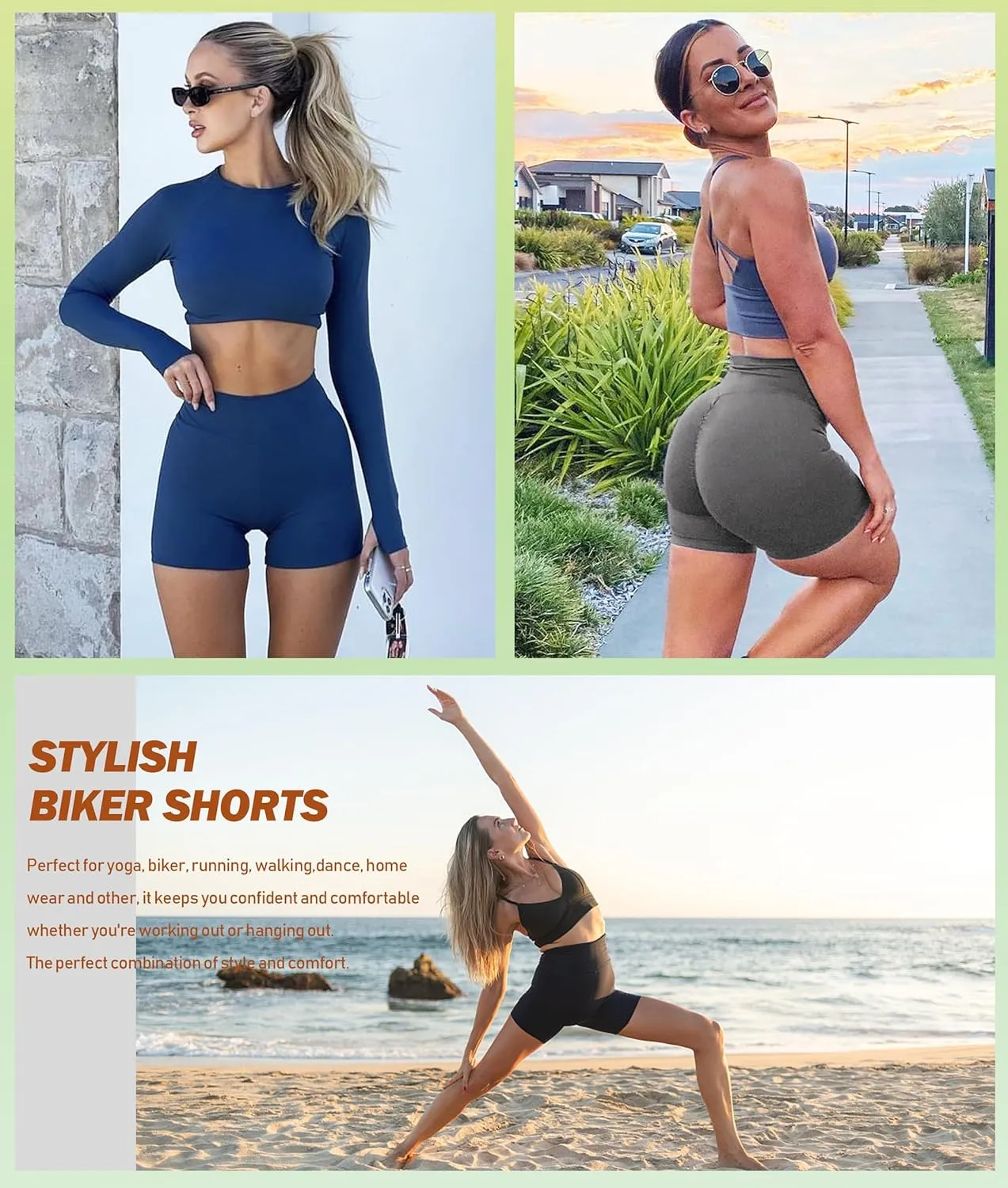 NEW YOUNG Biker Shorts with Pockets for Women High Waisted Tummy Control-5/8 Womens Bike Shorts for Workout Yoga