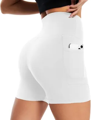NEW YOUNG Biker Shorts with Pockets for Women High Waisted Tummy Control-5/8 Womens Bike Shorts for Workout Yoga