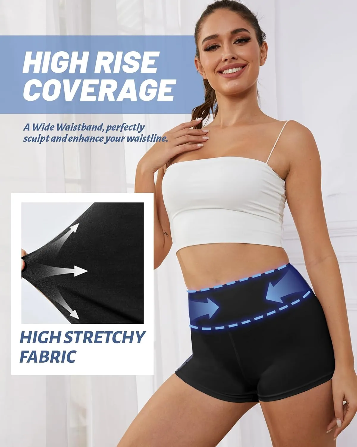 NexiEpoch 2 Pack Biker Shorts for Women - 3"/5"/8" Booty Volleyball High Waisted Black Spandex Shorts for Yoga Dance Workout