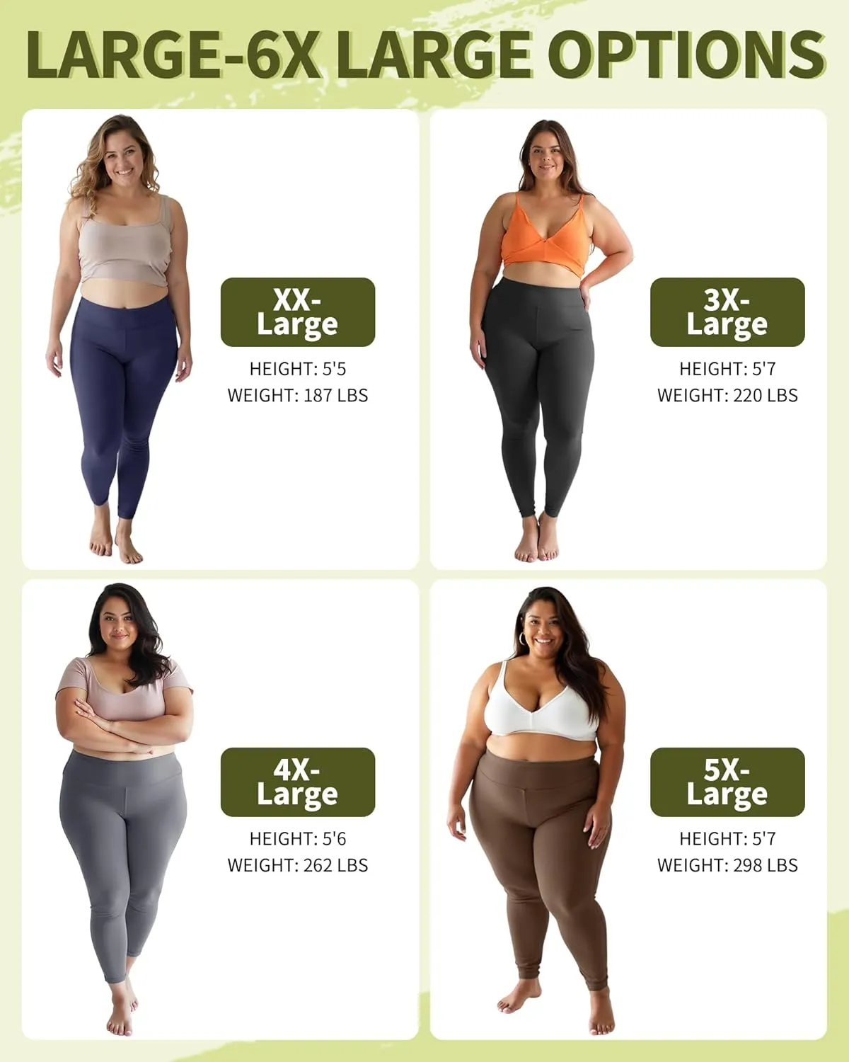 NexiEpoch Leggings for Women Plus Size-High Waisted L-XL-6XL Tummy Control Soft Yoga Pants for Workout Running