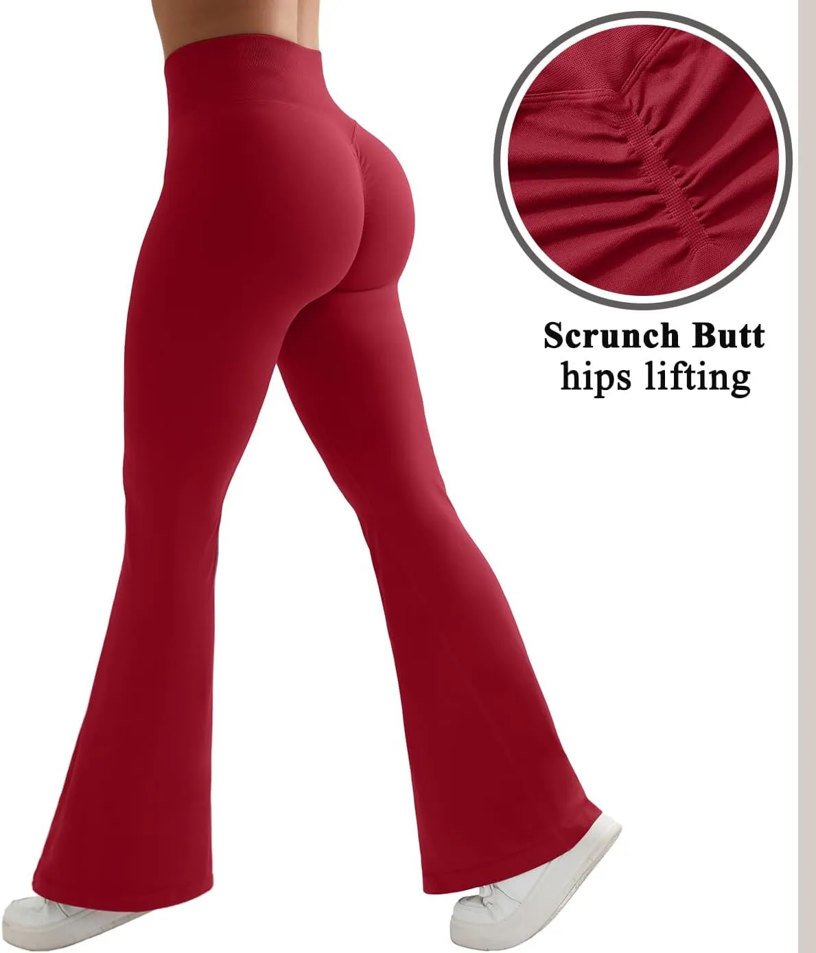 OMKAGI Butt Lifting Flare Leggings for Women Tummy Control Wide Leg Flared Yoga Pants