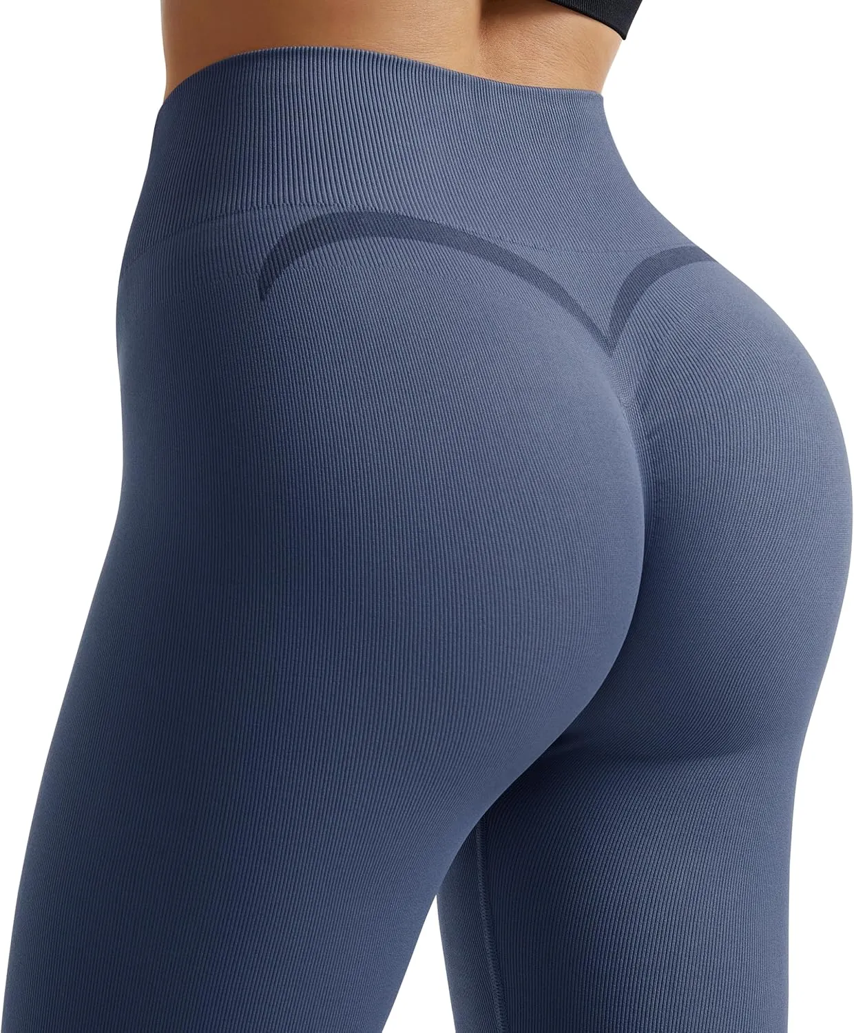 OMKAGI Smile Butt Lifting Workout Leggings for Women High Waisted Seamless Compression Yoga Pants