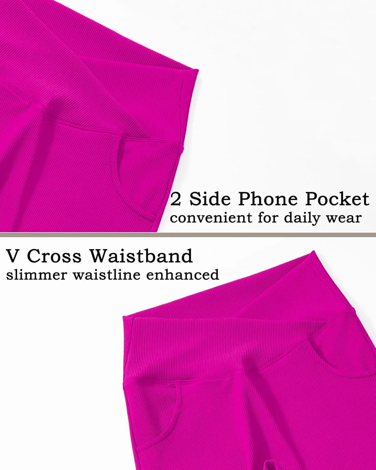 OMKAGI V Waist Flare Leggings for Women Tummy Control Wide Leg Yoga Pants with Pockets