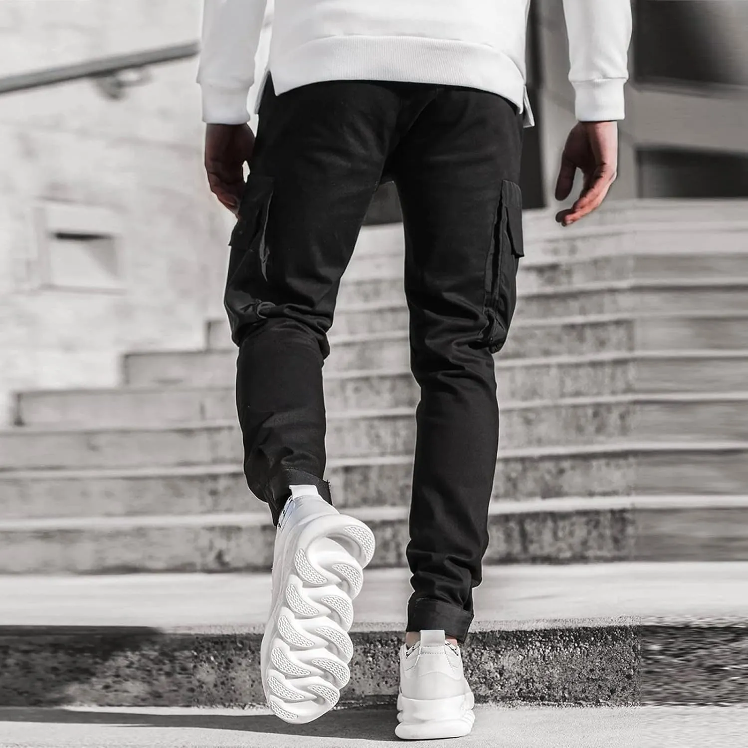 Pantalones para Hombre Chinos Cotton Slim Fit Fitness Workout Casual Jogging Bikers with Pocket Men Sport Running Cargo Pants
