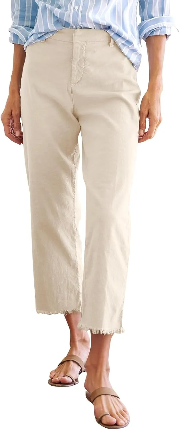 Pants for Women, Casual Pants Peasant Plus Size Straight Leg Linen Plaid
