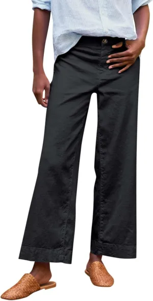 Pants for Women, Casual Pants Peasant Side Button Straight Leg Linen Plaid