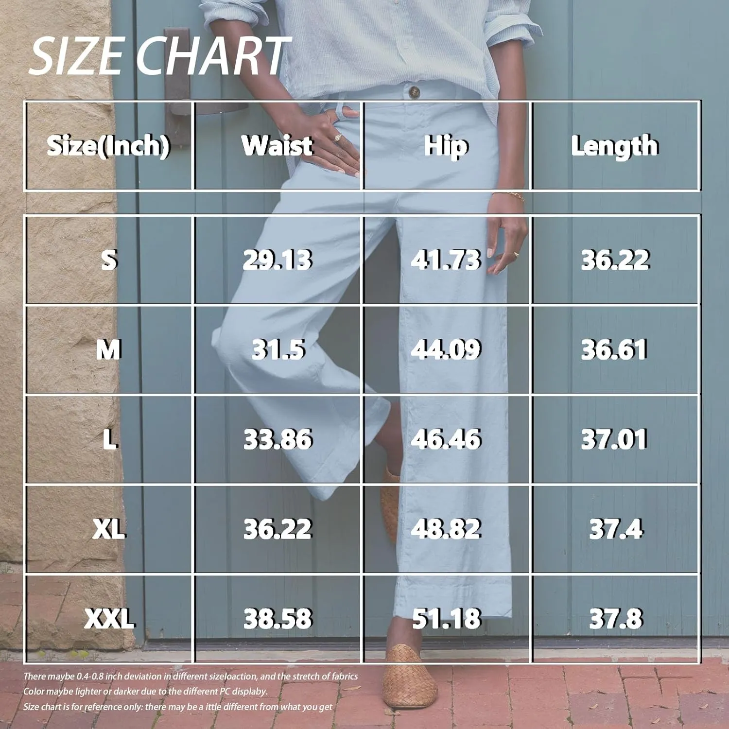 Pants for Women, Casual Pants Peasant Side Button Straight Leg Linen Plaid