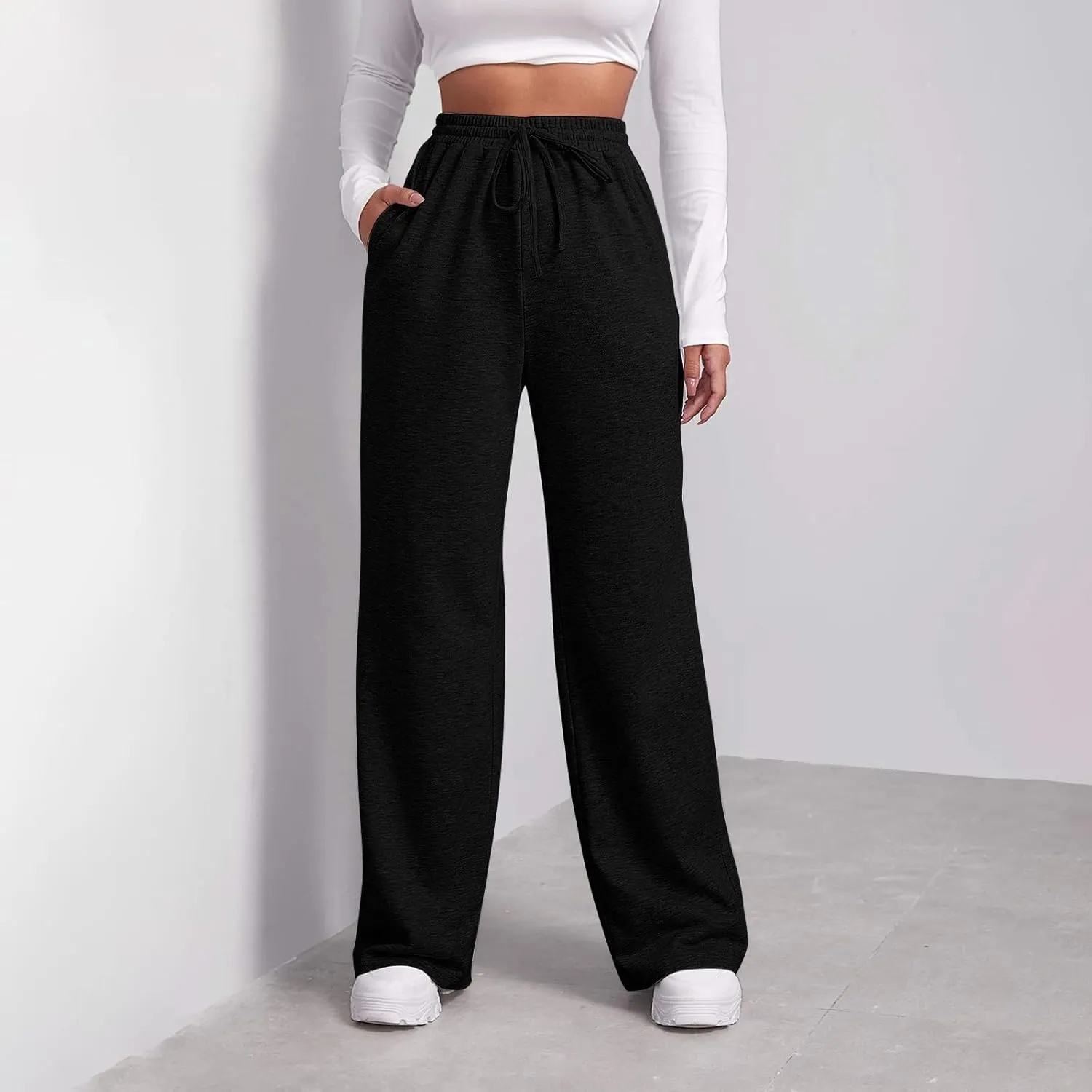 Pants for Women, Cotton Linen High Waist Wide Leg Pants Straight Summer