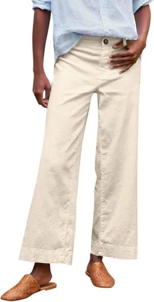 Pants for Women, Linen Straight Leg Peasant Pants WomenS Casual Elastic Waist