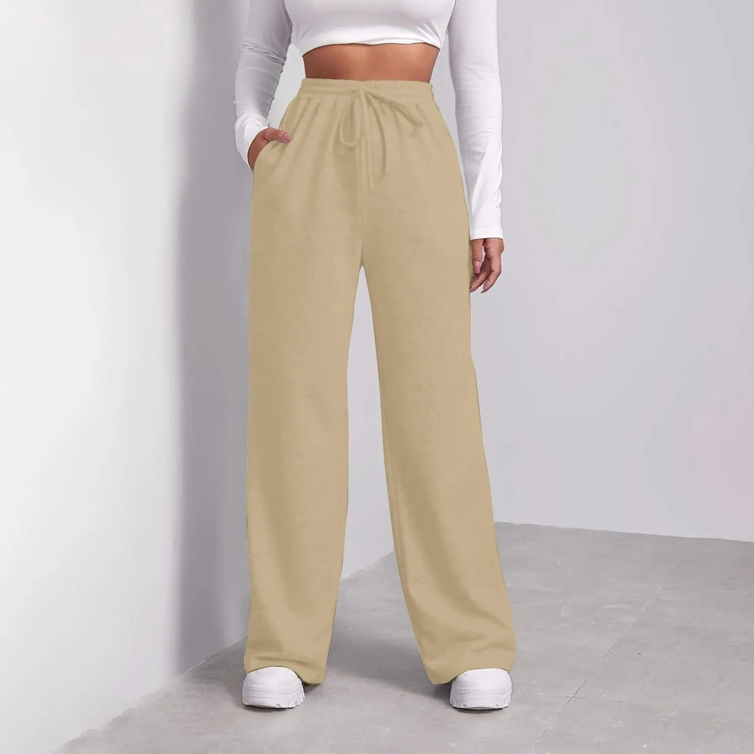 Pants for Women, Pants Wide Leg Straight High Waisted Summer Summmer Linen