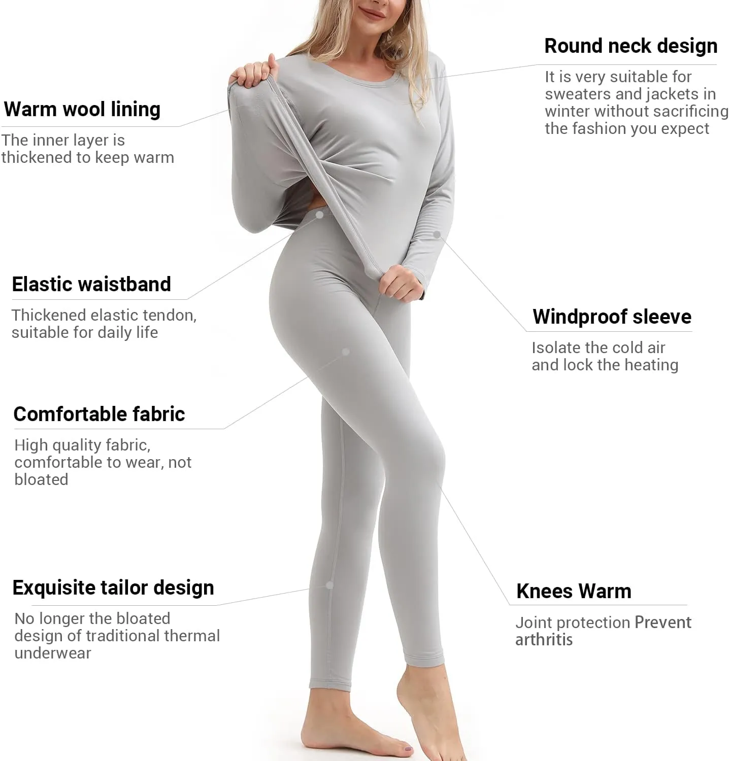 PISIQI Thermal Underwear Women Ultra-Soft Long Johns Set Base Layer Skiing Winter Warm Top & Bottom