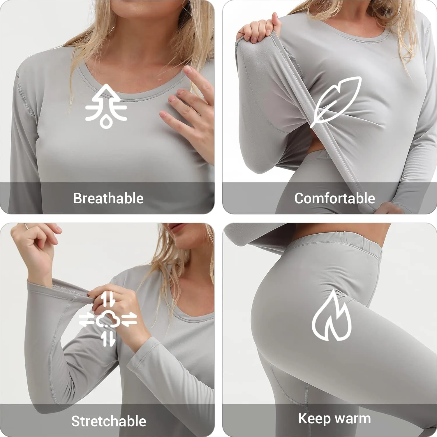 PISIQI Thermal Underwear Women Ultra-Soft Long Johns Set Base Layer Skiing Winter Warm Top & Bottom