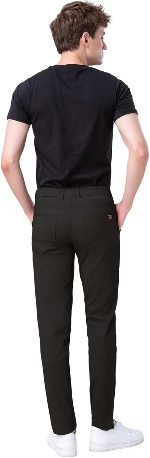 Plaid&Plain Men's Skinny Stretchy Khaki Pants Colored Pants Slim Fit Slacks Tapered Trousers
