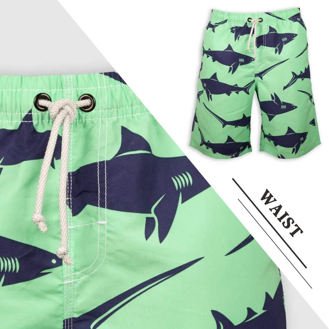 PREFER TO LIFE Men's Board Shorts, Quick Dry Swimwear Beach Holiday Party Bermuda Swim Big Pants 