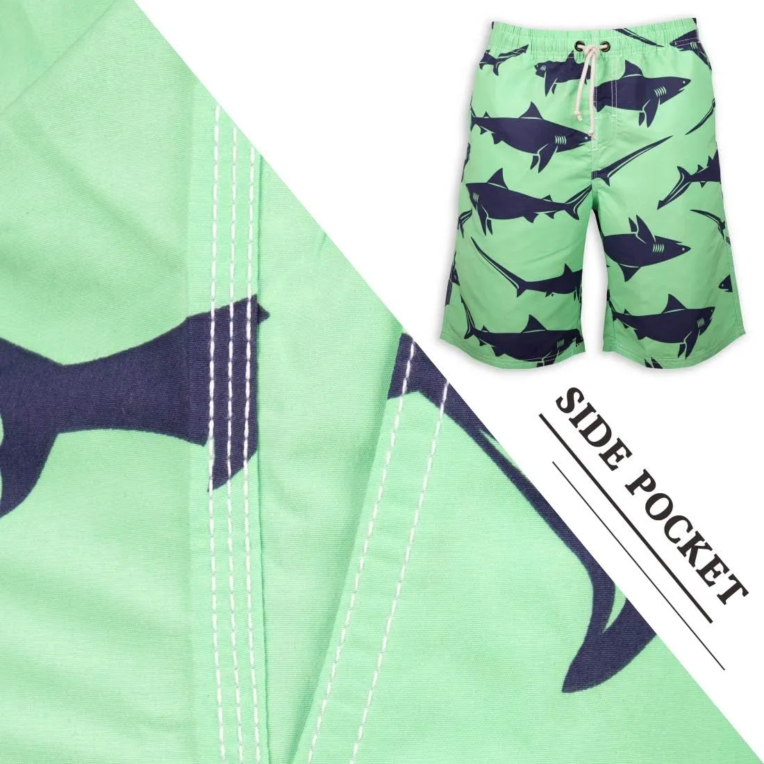 PREFER TO LIFE Men's Board Shorts, Quick Dry Swimwear Beach Holiday Party Bermuda Swim Big Pants 