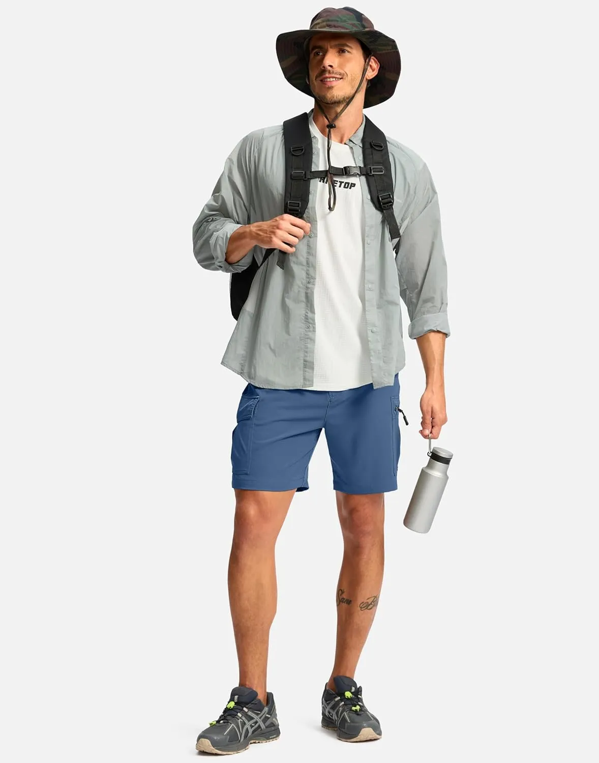 Pudolla Men's Hiking Cargo Shorts 7" Lightweight Quick Dry Casual Work Shorts for Men Summer Travel Golf with 5 Pockets