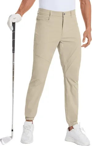 PULI Men's Stretch Golf Joggers Pants with 4 Pockets Waterproof Slim Fit Hiking Casual Travel Work Pants for Men