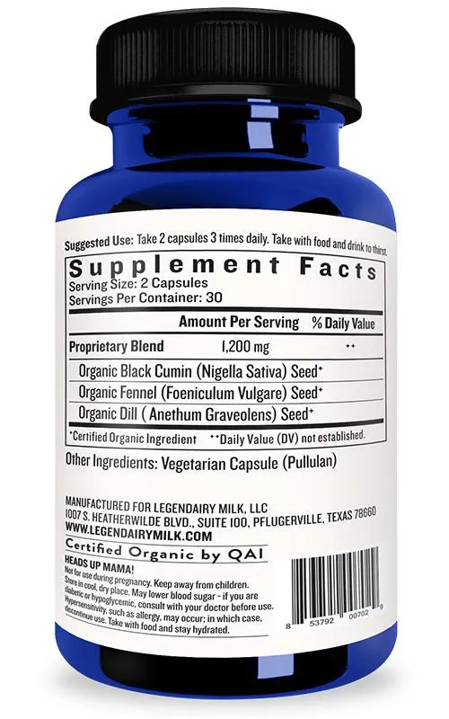 Pump Princess Organic Lactation Blend - 60 Capsules