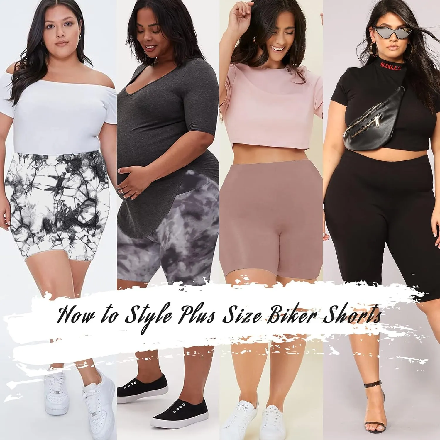 QGGQDD 3 Pack Plus Size Biker Shorts for Women  8" High Waisted Black Shorts for Yoga Workout (2X 3X 4X)