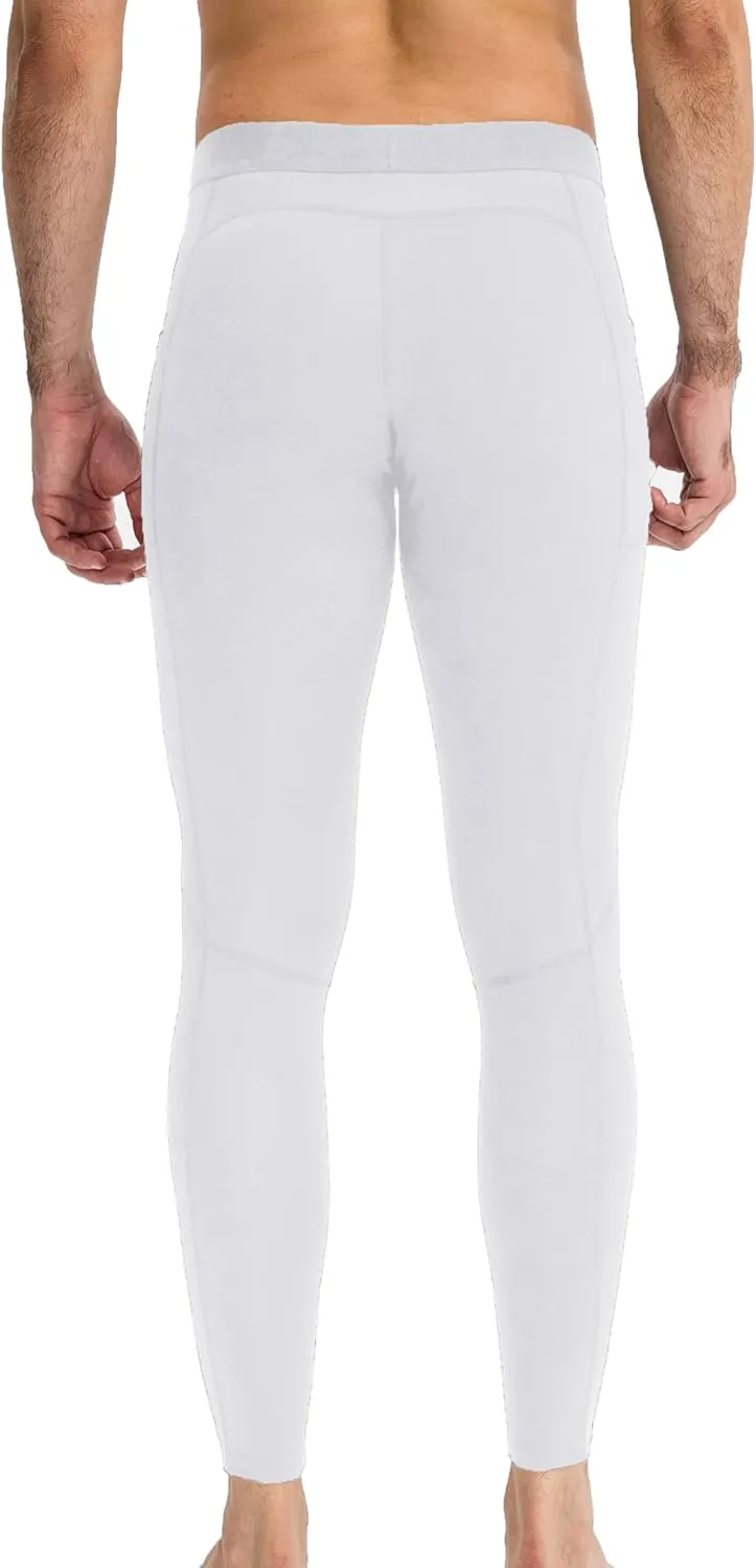Queerier 3 Pack Men's Compression Pants Athletic Leggings with Pockets Running Baselayer Tights Cycling Workout Pants