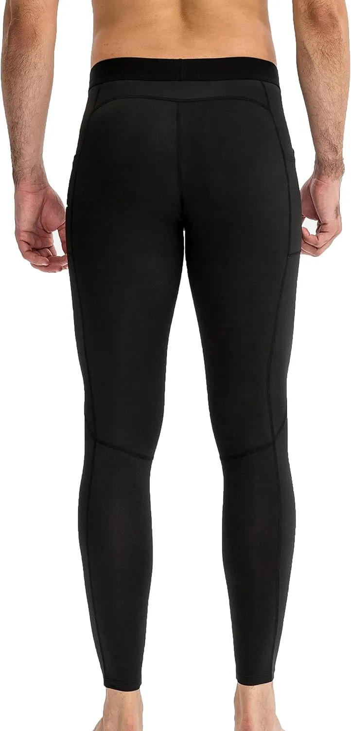 Queerier 3 Pack Men's Compression Pants Athletic Leggings with Pockets Running Baselayer Tights Cycling Workout Pants