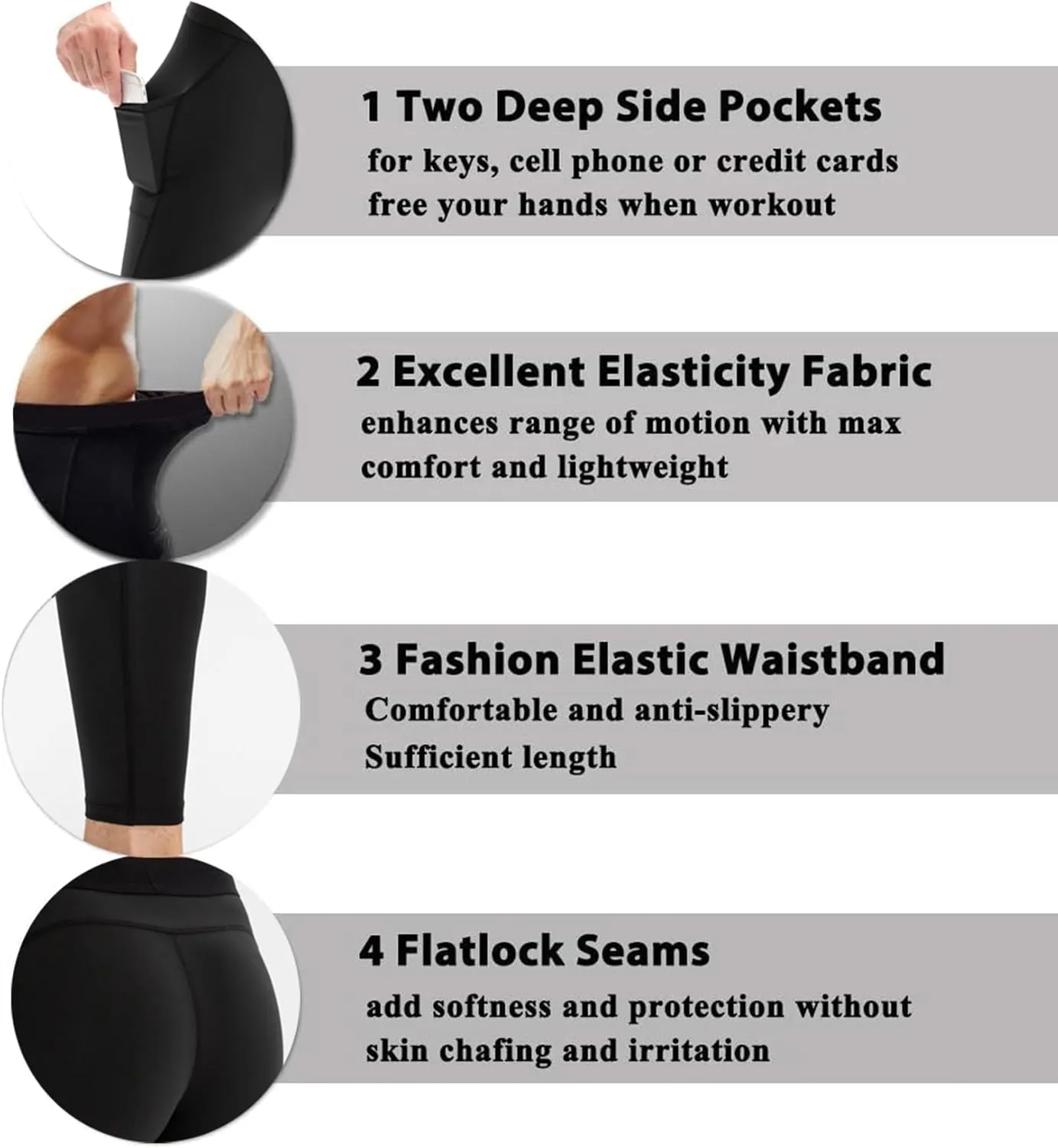 Queerier 3 Pack Men's Compression Pants Athletic Leggings with Pockets Running Baselayer Tights Cycling Workout Pants