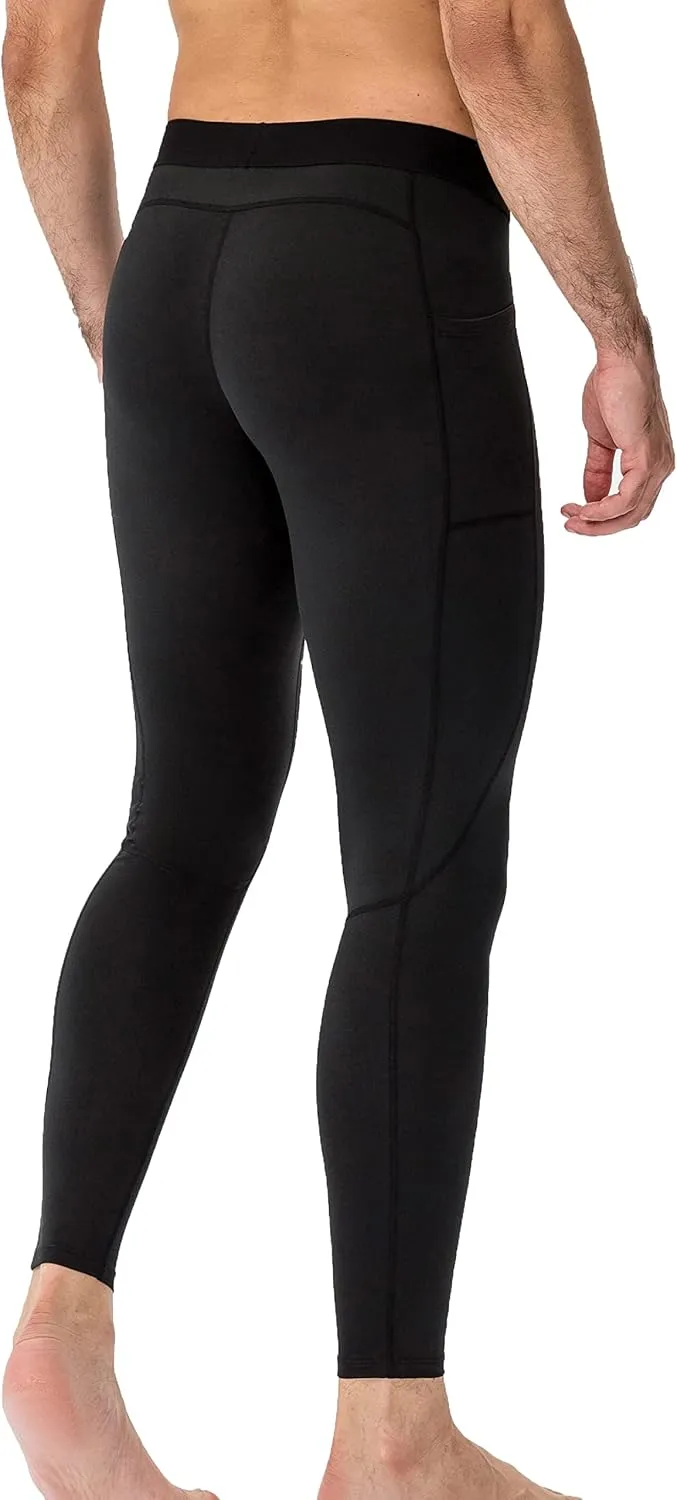 Queerier 3 Pack Men's Compression Pants Athletic Leggings with Pockets Running Baselayer Tights Cycling Workout Pants