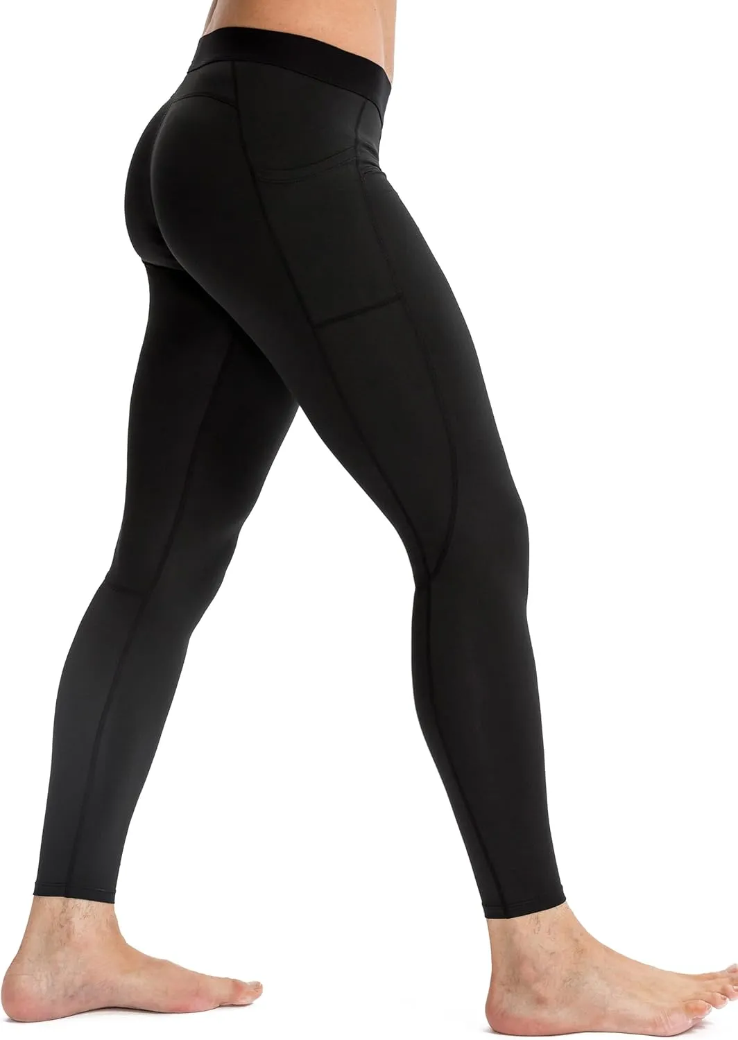 Queerier 3 Pack Men's Compression Pants Athletic Leggings with Pockets Running Baselayer Tights Cycling Workout Pants