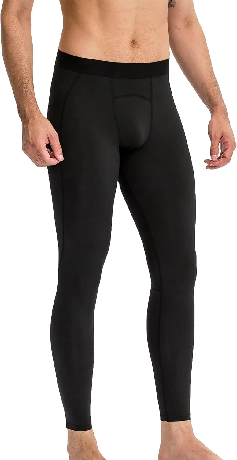 Queerier 3 Pack Men's Compression Pants Athletic Leggings with Pockets Running Baselayer Tights Cycling Workout Pants