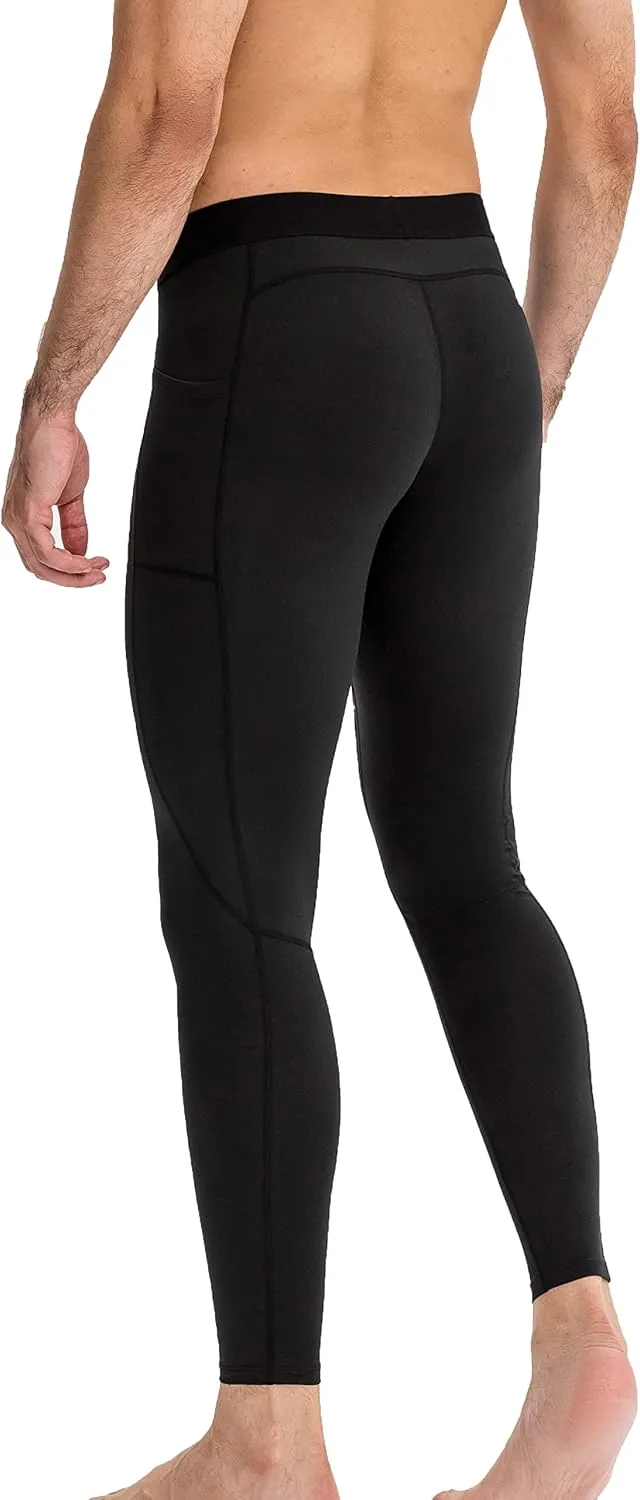 Queerier 3 Pack Men's Compression Pants Athletic Leggings with Pockets Running Baselayer Tights Cycling Workout Pants