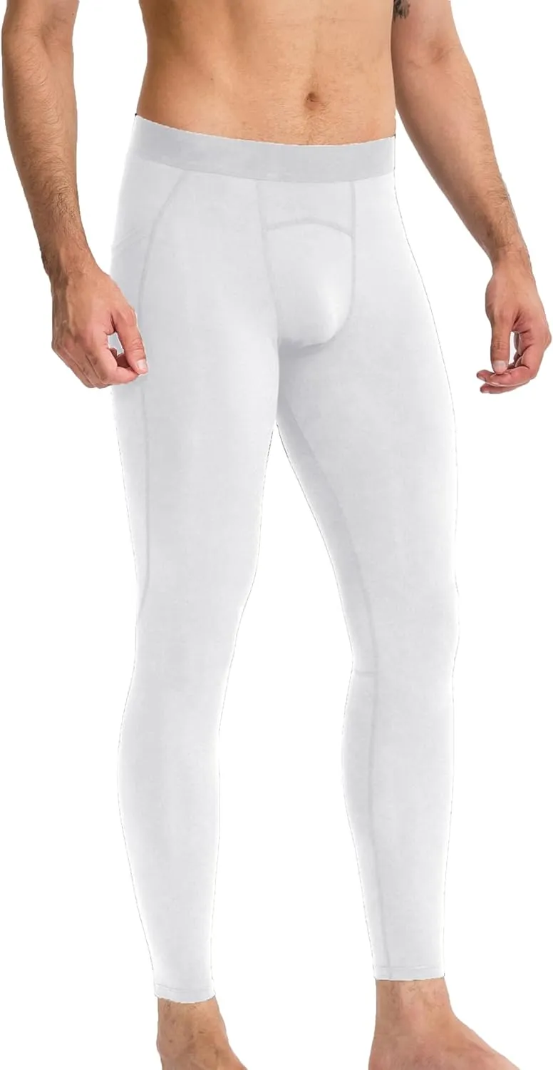 Queerier 3 Pack Men's Compression Pants Athletic Leggings with Pockets Running Baselayer Tights Cycling Workout Pants