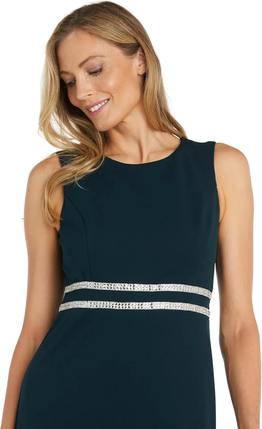 R&M Richards Womens Sleeveless Embellished Cocktail and Party Dress