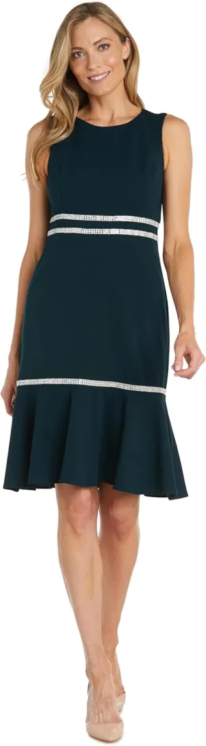 R&M Richards Womens Sleeveless Embellished Cocktail and Party Dress