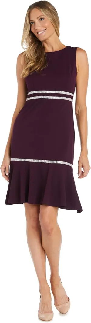 R&M Richards Womens Sleeveless Embellished Cocktail and Party Dress