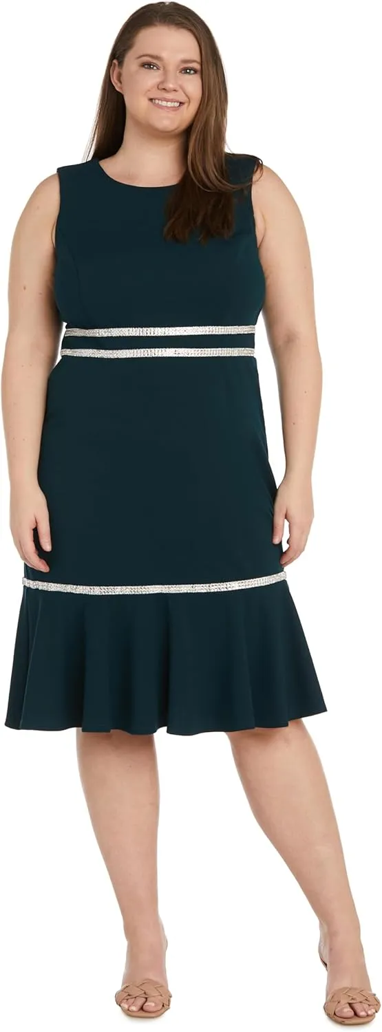 R&M Richards Womens Sleeveless Embellished Cocktail and Party Dress