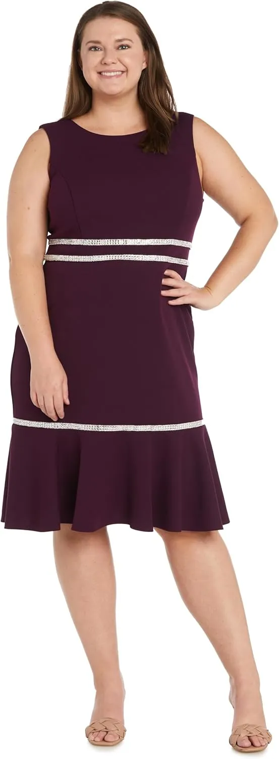 R&M Richards Womens Sleeveless Embellished Cocktail and Party Dress