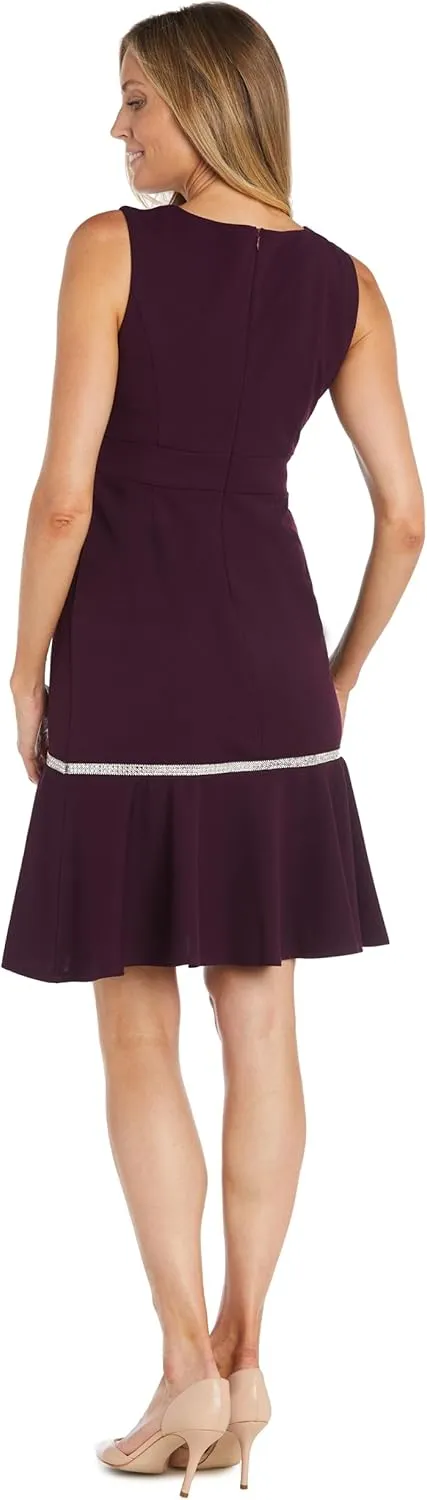 R&M Richards Womens Sleeveless Embellished Cocktail and Party Dress
