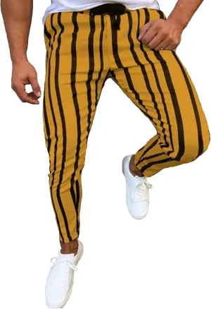 Rela Bota Mens Fashion Casual Striped Pants Dress Chino Long Pants Slim Fit Drawstring Slack Trousers
