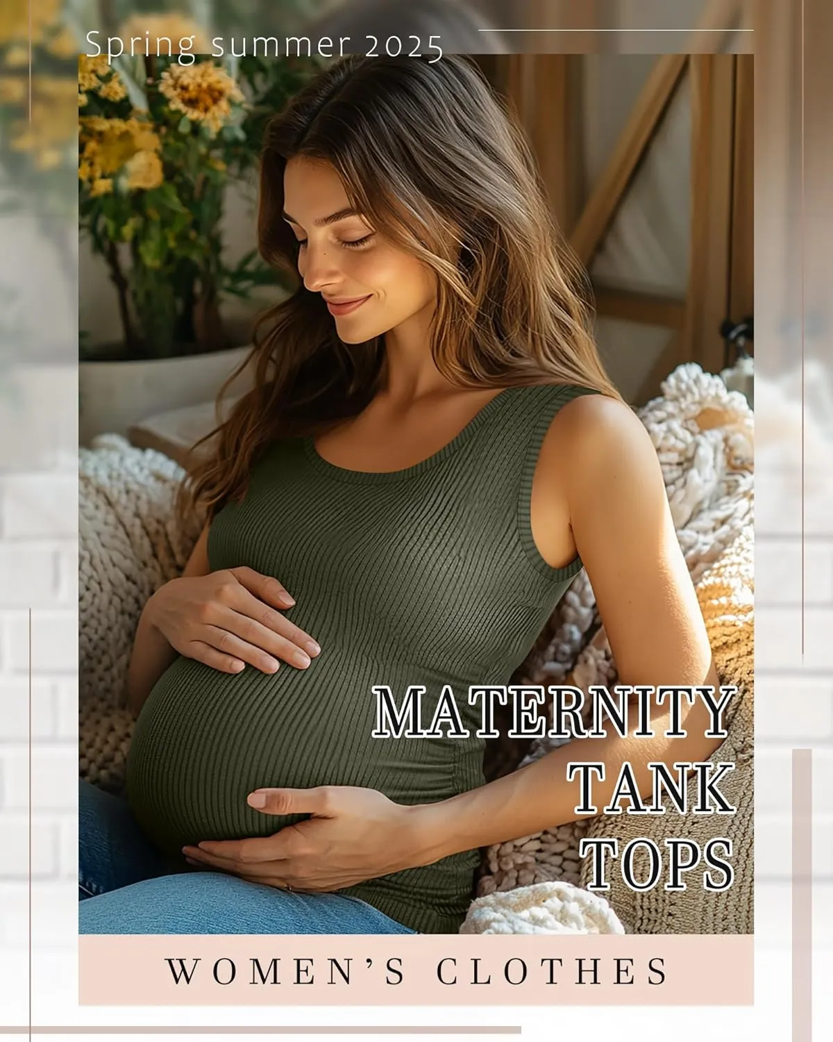 Riyiper 3 Pack Women's Maternity Tank Tops, Sleeveless Cotton Pregnancy Shirts Ribbed Knit Sides Ruched Basic Mama Clothes