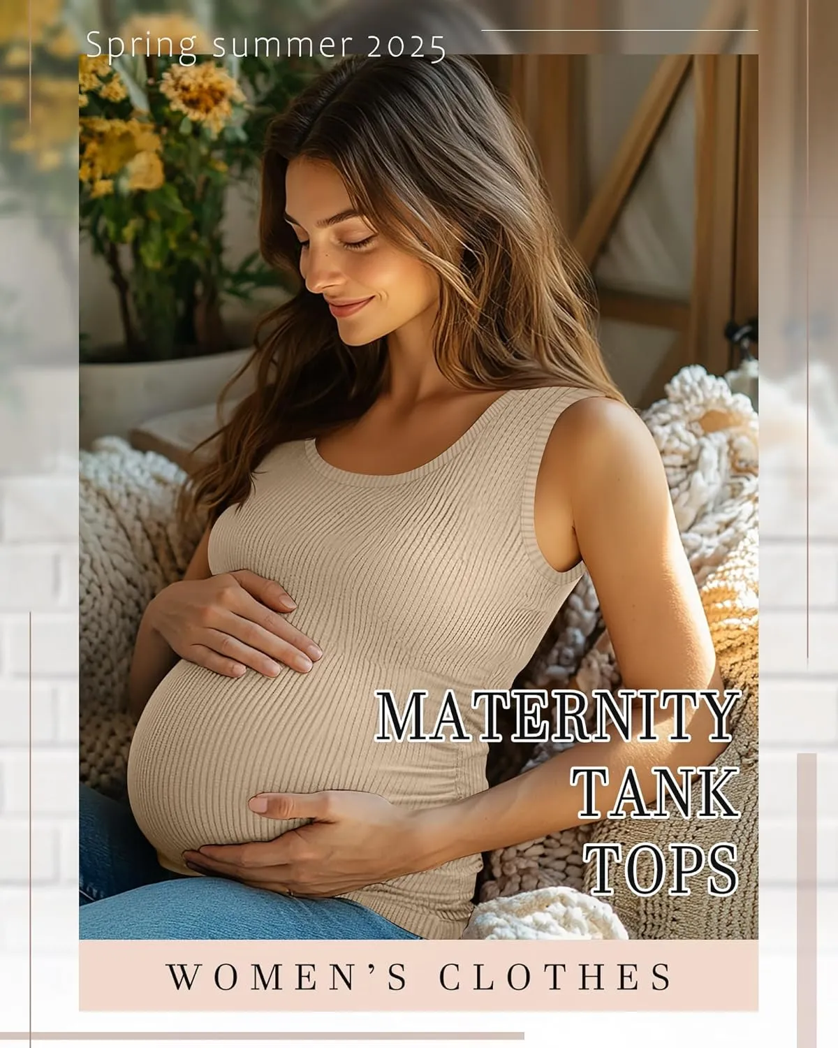 Riyiper 3 Pack Women's Maternity Tank Tops, Sleeveless Cotton Pregnancy Shirts Ribbed Knit Sides Ruched Basic Mama Clothes