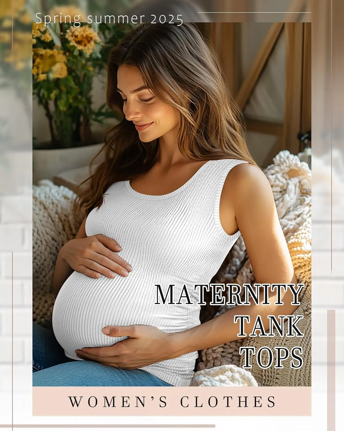 Riyiper 3 Pack Women's Maternity Tank Tops, Sleeveless Cotton Pregnancy Shirts Ribbed Knit Sides Ruched Basic Mama Clothes