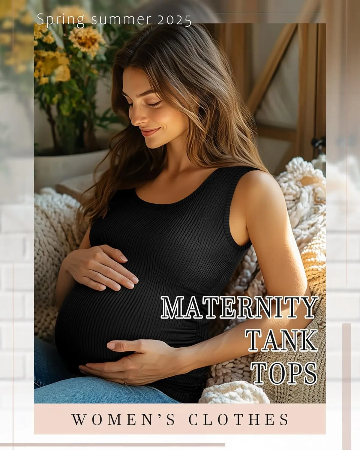 Riyiper 3 Pack Women's Maternity Tank Tops, Sleeveless Cotton Pregnancy Shirts Ribbed Knit Sides Ruched Basic Mama Clothes
