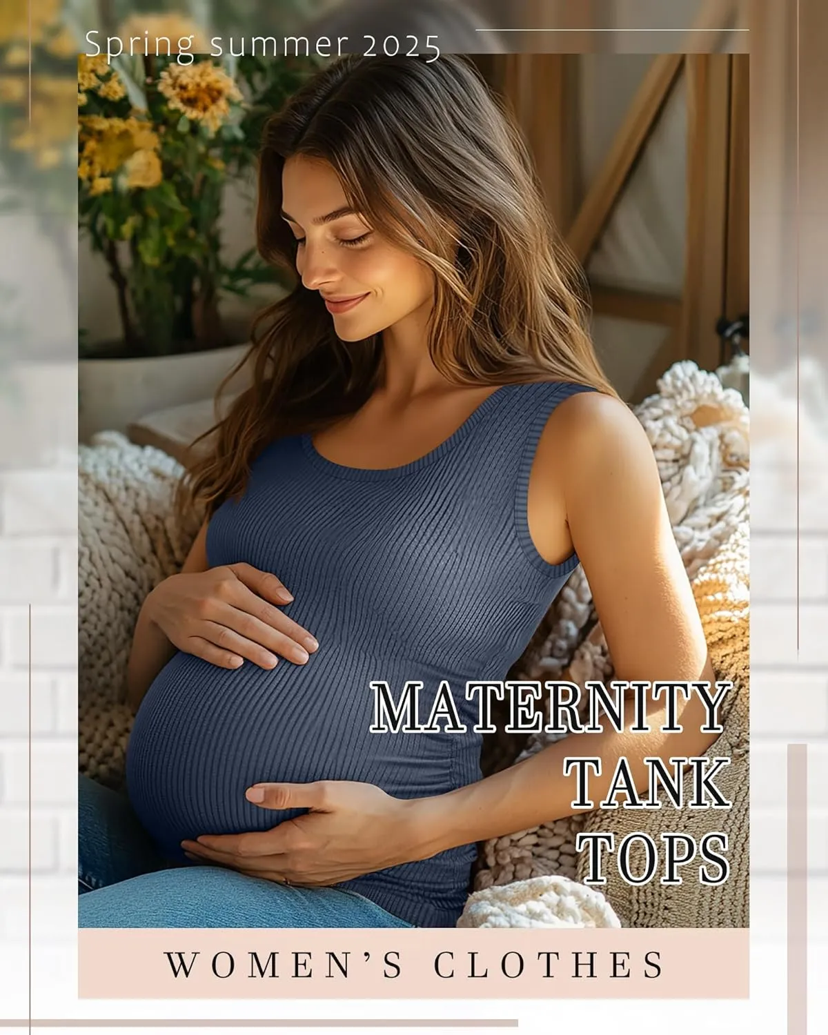 Riyiper 3 Pack Women's Maternity Tank Tops, Sleeveless Cotton Pregnancy Shirts Ribbed Knit Sides Ruched Basic Mama Clothes