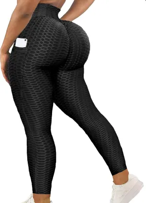 SEASUM Women High Waisted Workout Yoga Pants Butt Lifting Scrunch Booty Leggings Tummy Control Anti Cellulite Textured Tights
