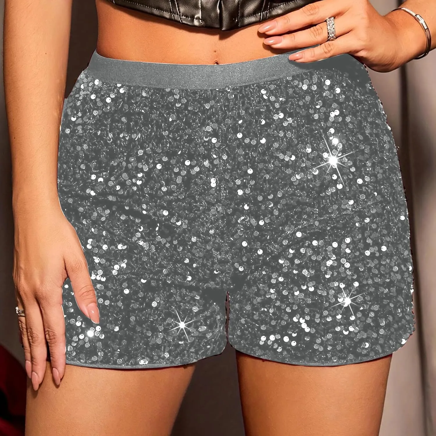Sequin Shorts for Women Sparkle Summer Causal Hot Pants Glitter Rave Party Clubwear Night-Out Disco Costume Shorts