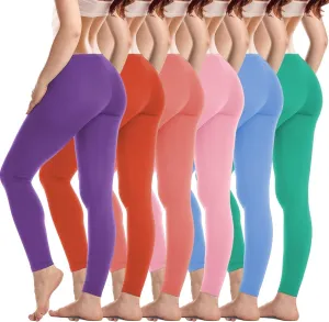 Sexy Basics Womens Ultra Soft Cotton Stretch Full Length Footless Leggings Skinny Pant Tights | Multi Packs & Colors