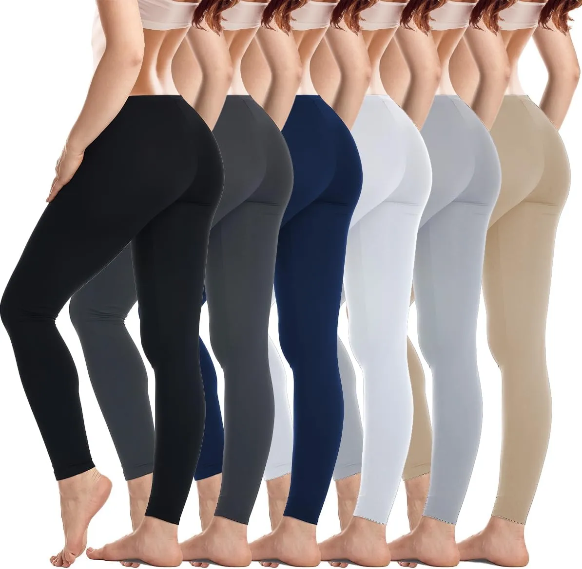 Sexy Basics Womens Ultra Soft Cotton Stretch Full Length Footless Leggings Skinny Pant Tights | Multi Packs & Colors