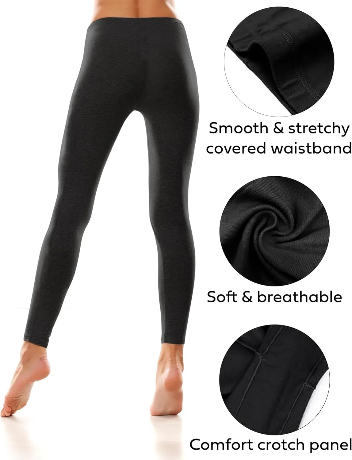 Sexy Basics Womens Ultra Soft Cotton Stretch Full Length Footless Leggings Skinny Pant Tights | Multi Packs & Colors